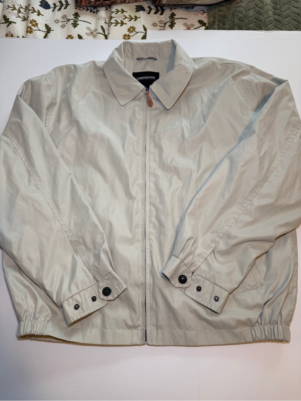 London Fog Men's Light Beige Zip-Front Windbreaker